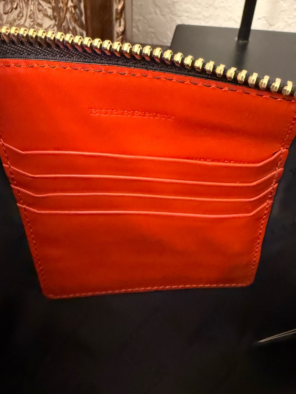 Burberry Chichester Crossbody Shoulder Bag Orange Leather  Gold Logo Chain - Picture 9 of 14